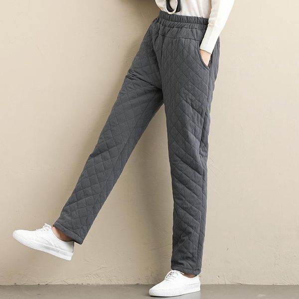 

women's pants & capris 2021 autumn and winter ethnic style literary retro thick quilted loose cotton all-match casual harem, Black;white