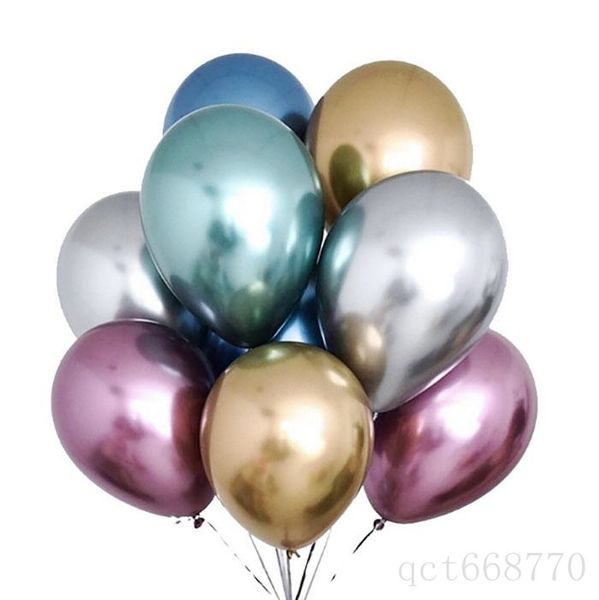 

2021 new 50pcs/set 12inch glossy metal pearl latex balloons thick chrome metallic colors inflatable air balls globos birthday party decorati