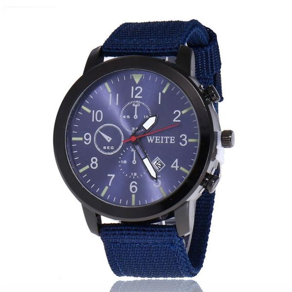 

wristwatches s soft nylon cloth belt with calendar watch men's casual military quartz wristwatch relogio masculino, Slivery;brown