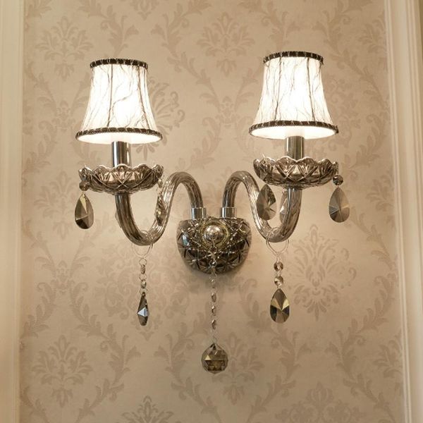 

wall lamp modern crystal luxury bedroom bedside lights candle k9 1/2/3 heads