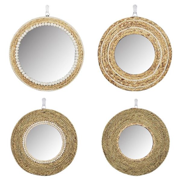 

straw plaited dressing mirror innovative art decor makeup wall hanging mirrors