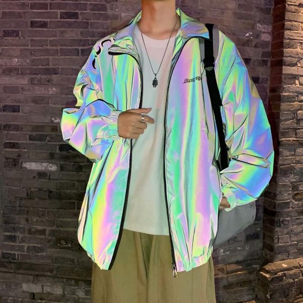 

spring national tide brand personality colorful color-changing lapel jacket loose hip-hop handsome street fried men's jackets, Black;brown