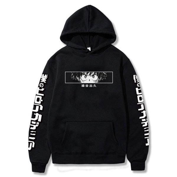 

men's hoodies & sweatshirts anime my hero academia hoodie izuku midoriya boku no cozy sweatsuit sudadera felpa moletom, Black
