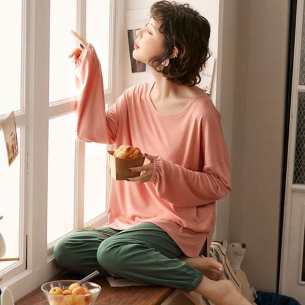 

women's sleepwear korean autumn winter pijamas loose ladies sleepwear pajamas set cotton pyjamas women casual home wear clothes ni, Black;red