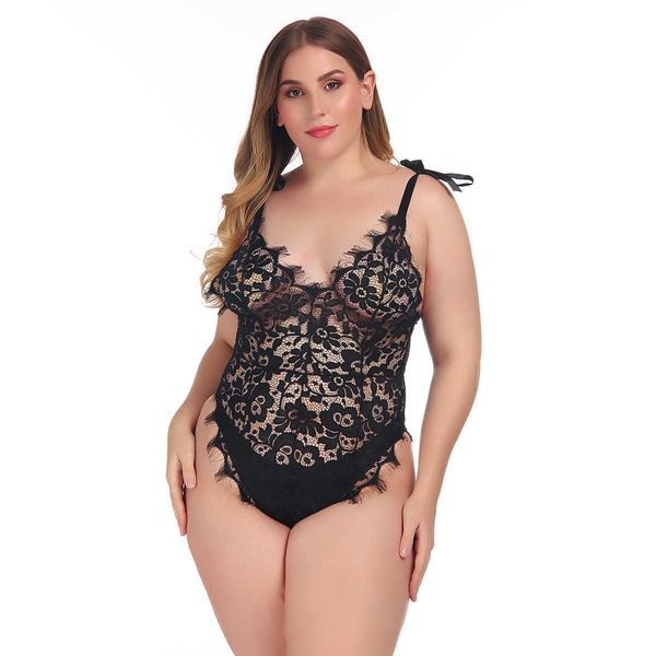 

undergarments sleepwear large lingerie lace splicing sling back zipper bodysuit women's 3113, White