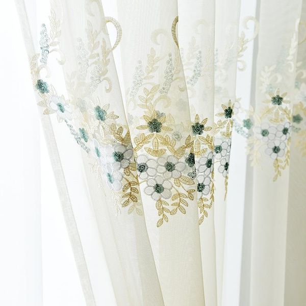 

curtain & drapes luxury white embroidery floral voile curtains for bedroom living room tulle blinds modern lace mesh sheer wx-1718