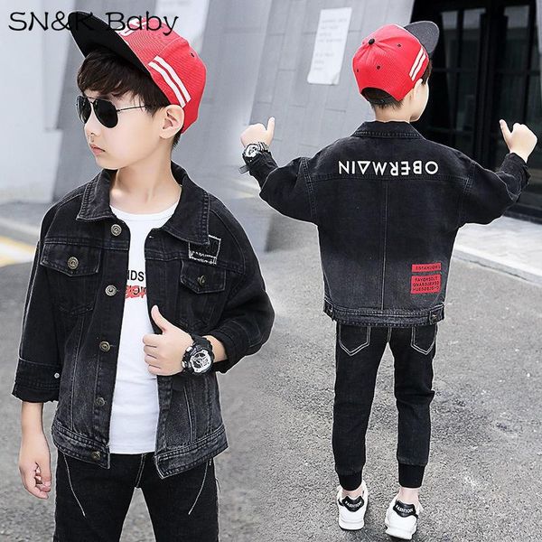 

jackets retro style school denim jacket for boy turn-down collar kids dark coat teens spring black outerwear, Blue;gray
