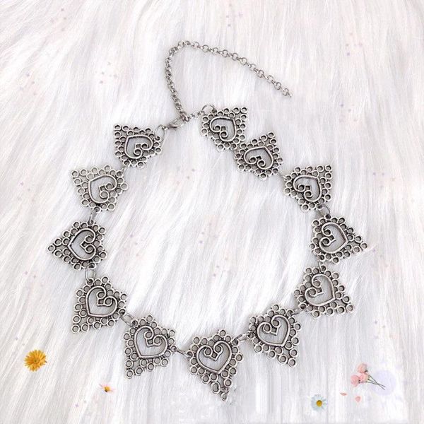 

chains kpop heart chain choker necklace for women collar goth necklaces aesthetic jewellery christmas party girl halloween chocker, Silver