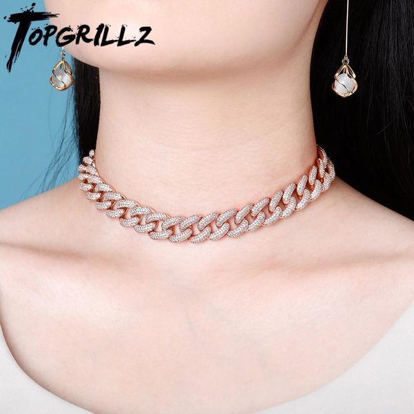 TopGrillz 14mm Colares Colar Caixa Clasp Micro Pave Cubana Link Colares Luxo Bling Bling Jóias Moda Presente Para As Mulheres 1415 x0509