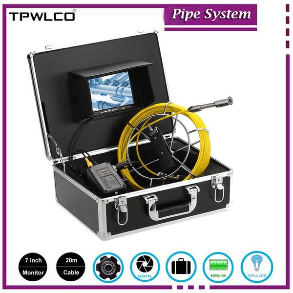 

diameter 23mm pipe sewer inspection camera 20m cable 7inch screen drain pipeline industrial endoscope system ip68 waterproof ip cameras