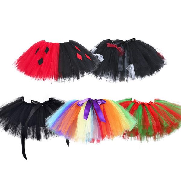 

summer tutu skirt halloween gauze ball gown ballet children rainbow mesh short mini parent-child family dress skirts, Blue