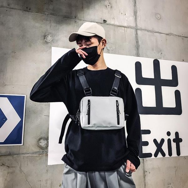 

outdoor bags 4 colors two front pocket black oxford male men's chest luxury youth fashion adjustable solid street wear