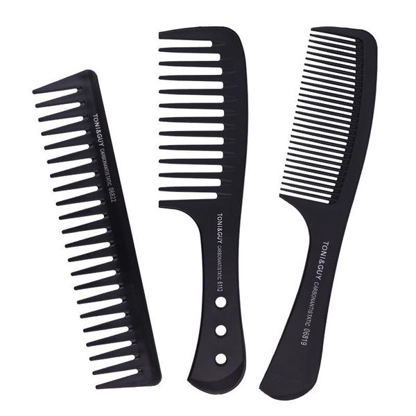 

hair brushes handle grip large tooth detangling curly comb back head styling beard oil men hairdressing wide teeth set gift, Silver