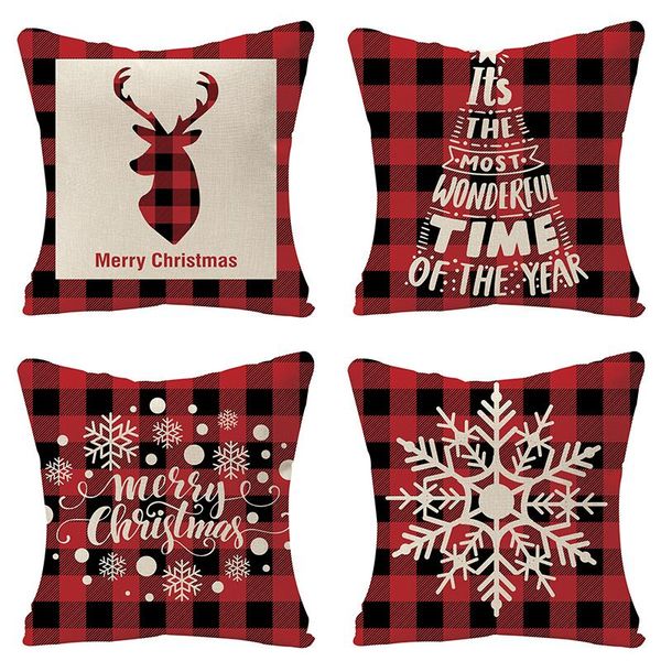 

cushion/decorative pillow happy christmas decor cushion cover santa claus linen throw case merry decoration sofa bed funda de cojin