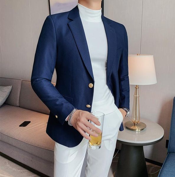 

men's suits & blazers men slim fit office blazer suit jacket fashion casual groom singer costume formal evening dress, White;black