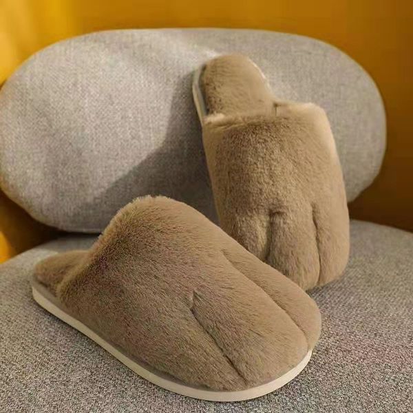 

luxury slippers cotton female cute winter season soft heel thick soled plush indoor home wool claw cotton slippers, Black