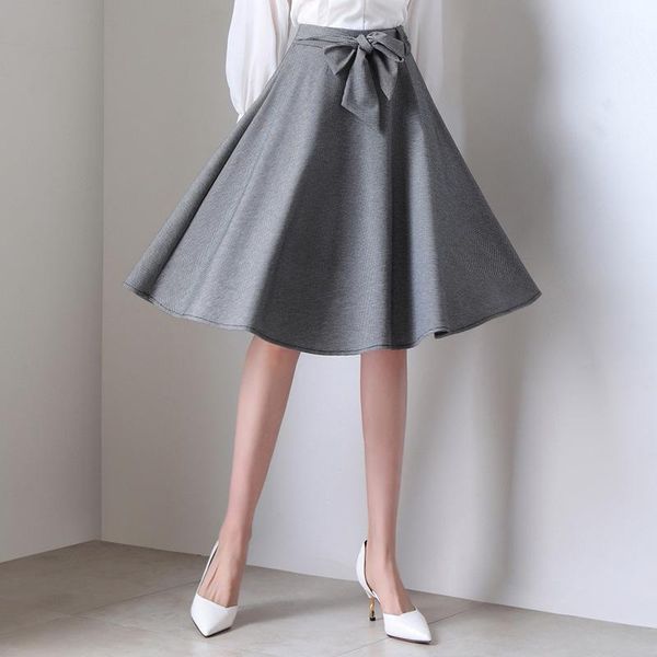 

skirts jqisgkvo 99202 spring a word skirt women long high waist fashion bow princess tutu umbrella m-4xl gray black