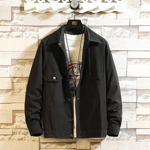 

men's jackets 2021 casual street jacket solid color lapel single-breasted bomber spring and autumn thin slim, Black;brown