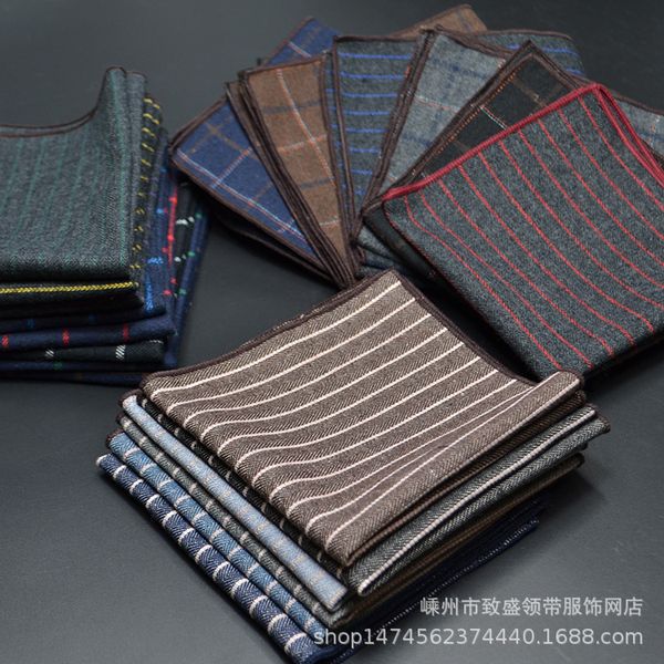 

handkerchieffashion men's pocket suit handkerchief accsori cotton stripe plaid square towel, Blue;white