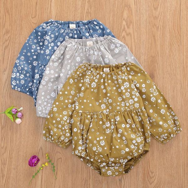 

jumpsuits 3colors summer baby boys girls floral one piece jumpsuit long sleeve romper overalls, Blue