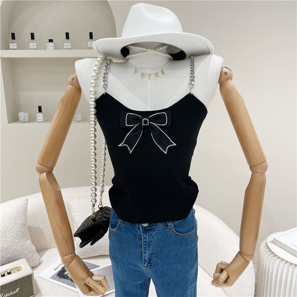 

tanks female spring summer 2021 niche design white arc diamond chain knitting vest
