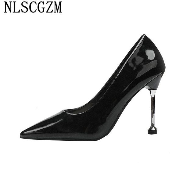 

dress shoes pumps for women 2021 high heels patent leather stiletto office pleaser escarpins, Black