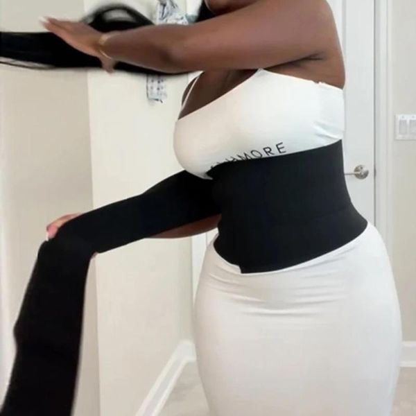 

waist support 3m trainer women slimming sheath snatch me up bandage wrap bodyshaper tummy shapewear trimmer belt corset stretch band, Black;gray