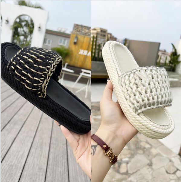 Scarpe da esterno da donna di design di lusso MULES Sandali in maglia intrecciata da donna Pantofole bianche nere Scarpe casual da spiaggia da donna