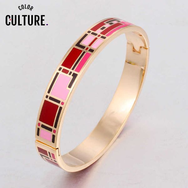 

vintage jewelry color design opening bracelet bangle for women stainless steel enamel jewelry pattern gold birthday gift q0720, Black