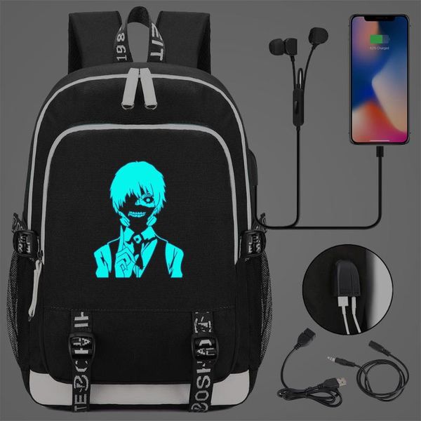 

backpack fashion usb charging tokyo ghoul hip hop casual sport luminous school bag college students outdoor bagpacks