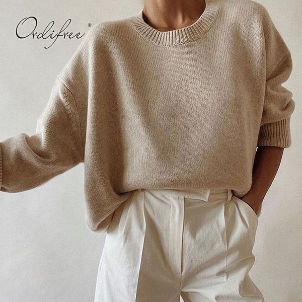 

autumn women long sleeve sweater warm thick female oversized sweaters knitted pollovers jumper 210415, White;black