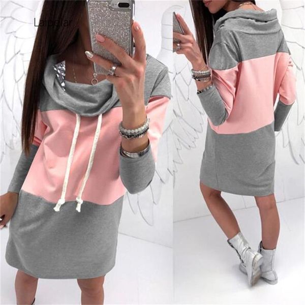 

casual dresses plus size sweatshirts dress woman turtleneck winter warm mini women femme autumn spring vestidos hoodies, Black;gray