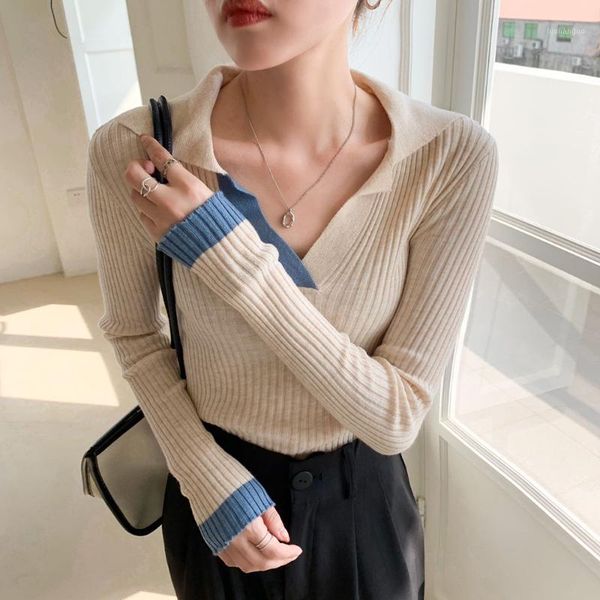 

women's sweaters women's 2022 autumn winter clothes women jumper collar long sleeve pullover sweater elegant knitted pullovers, White;black