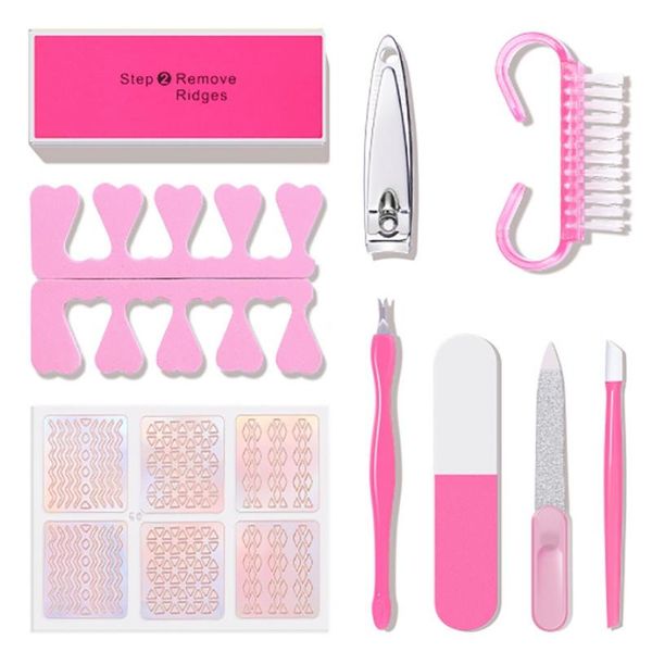 

professional pedicure tools kit 10pcs nail art manicure tool set buffer polish & sponge files kits