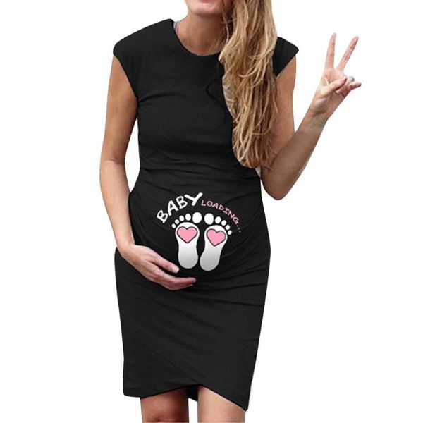 

maternity dress round neck short sleeve printed baby dresses, White