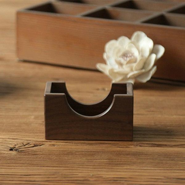

storage bottles & jars 1pcs durable wood coasters box round beech black walnut heat resistant tea cup pad holder for home use
