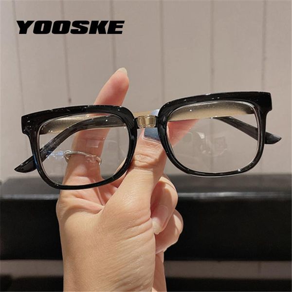 

fashion sunglasses frames yooske square eyeglasses for men women metal glasses vintage female male optical lens spectacles frame unisex, Black