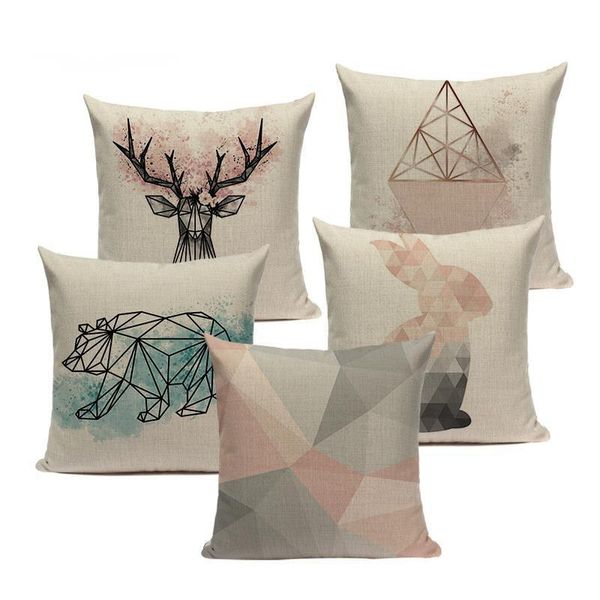 

cushion/decorative pillow nordic 2021 geometry cushion cover home decorative pillows animals car sofa throw linen print custom pillowcas