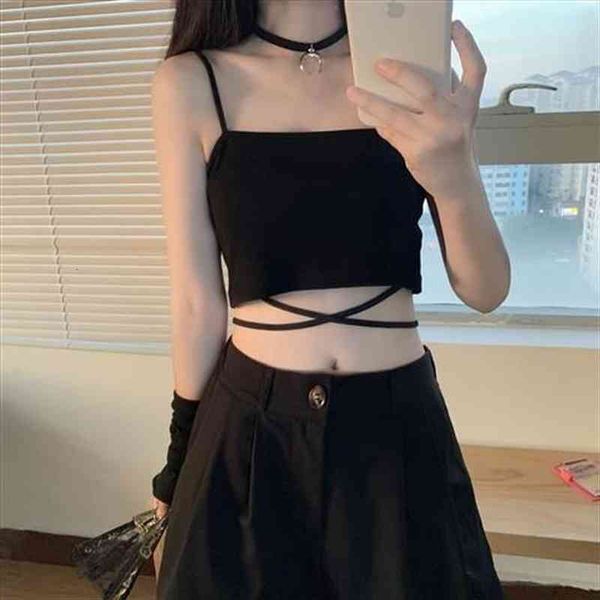 

basic black unpadded bra spring women camis summer bandage crop tube streetwear sport slim fit tee, White