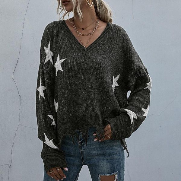 

women's sweaters 2021 fashion star knitted sweater winter soft warm black pullover female casual loose women long sleeve jumper#g30, White;black