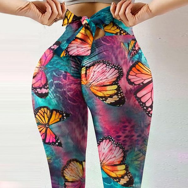 

women's leggings women jogger skinny long pants elegant print stretchy pant bow hollow out design high waist trousers, Black
