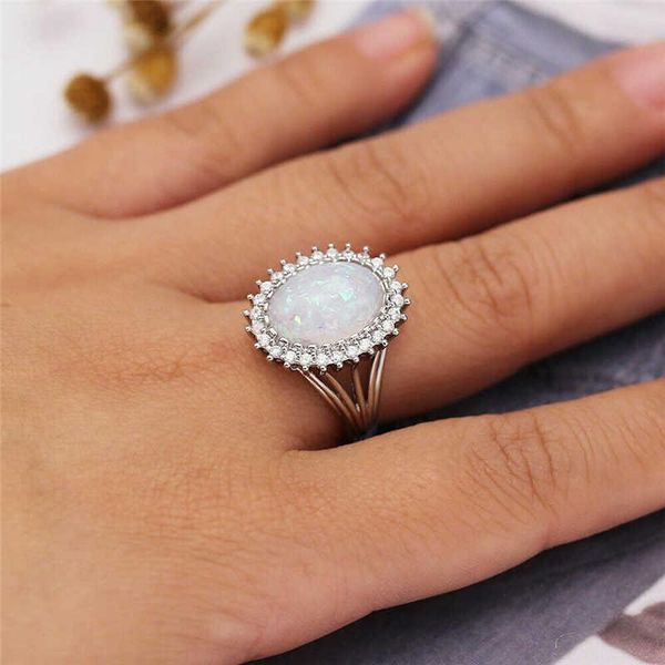 

wedding rings opal ring oval for gorgeous size cut 6-10 925 women silver white, Slivery;golden