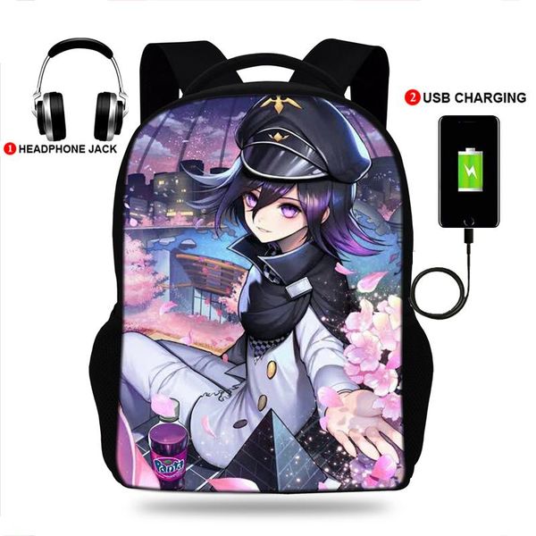

teenage backpack for men&women kokichi oma print school bag usb charging bags