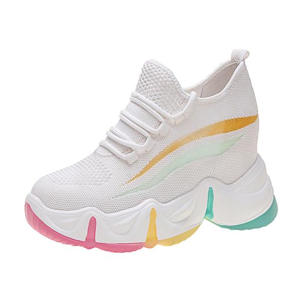 

dress shoes inner height increase of 9 cm women's sports shoes, summer trend, thick-soled mesh, breathable single lightweight., Black