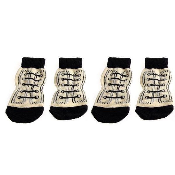 

dog apparel 4pcs pet sneakers shoelace pattern non-slip socks paws cover shoes s-xl