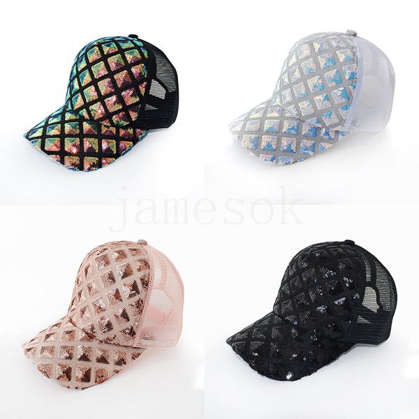 

party hats women's sequin hat summer fashion shading caps casual breathable sunscreen baseball cap 4 style dd107, Blue;gray