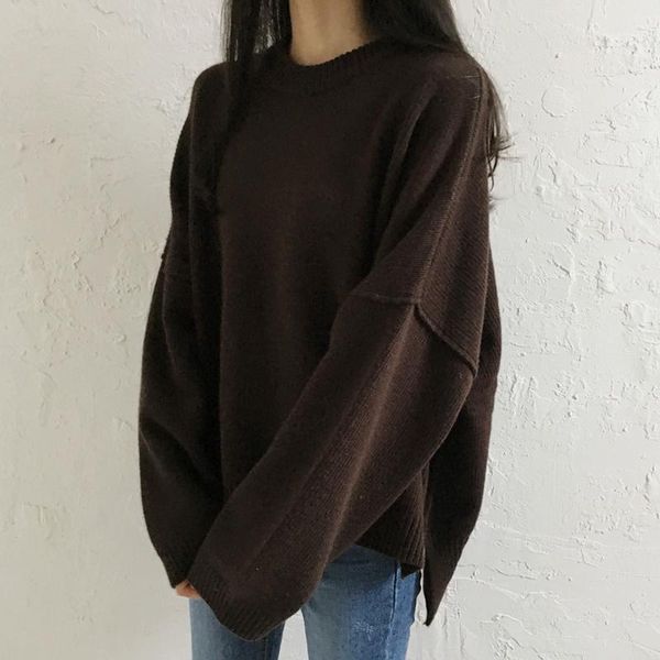 

batwing sleeve knit pullover female retro thick jumper korean sweaters women fashion autumn winter drop shoulder women's, White;black