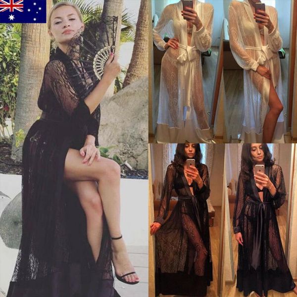 

sheer shirt mesh lingerie womens sleepwears see through robe long wedding bath bride bridesmaid lace floral sleepwear nightdress, Black;red