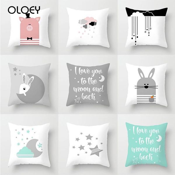 

cushion/decorative pillow nordic cushion cover cartoon clouds moon stars pattern polyester throw car decoration pillowcase home .