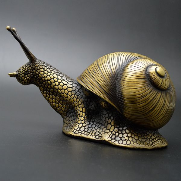 

collectible decorated old handwork copper carved snail statue, Silver